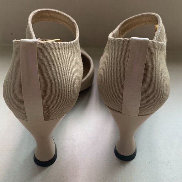 Stuart Weitzman Taupe Pump With Strap and Kitten Heel Size 6 - Picture 6 of 9